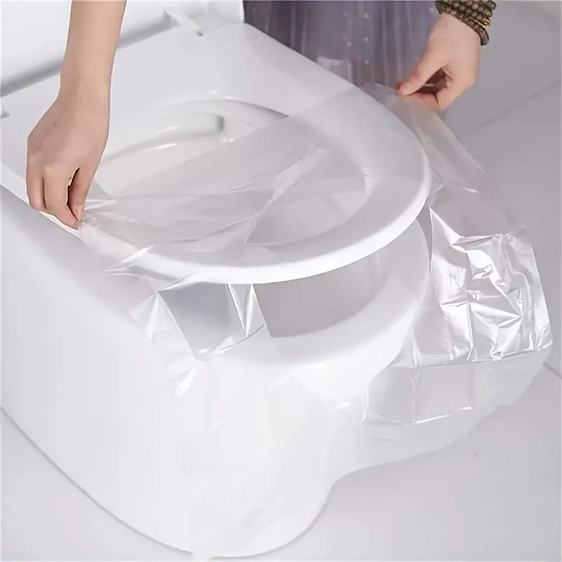 50pcs Disposable Toilet Seat Covers - Hygienic Plastic Cushion for Travel, Hotels & Medical Use