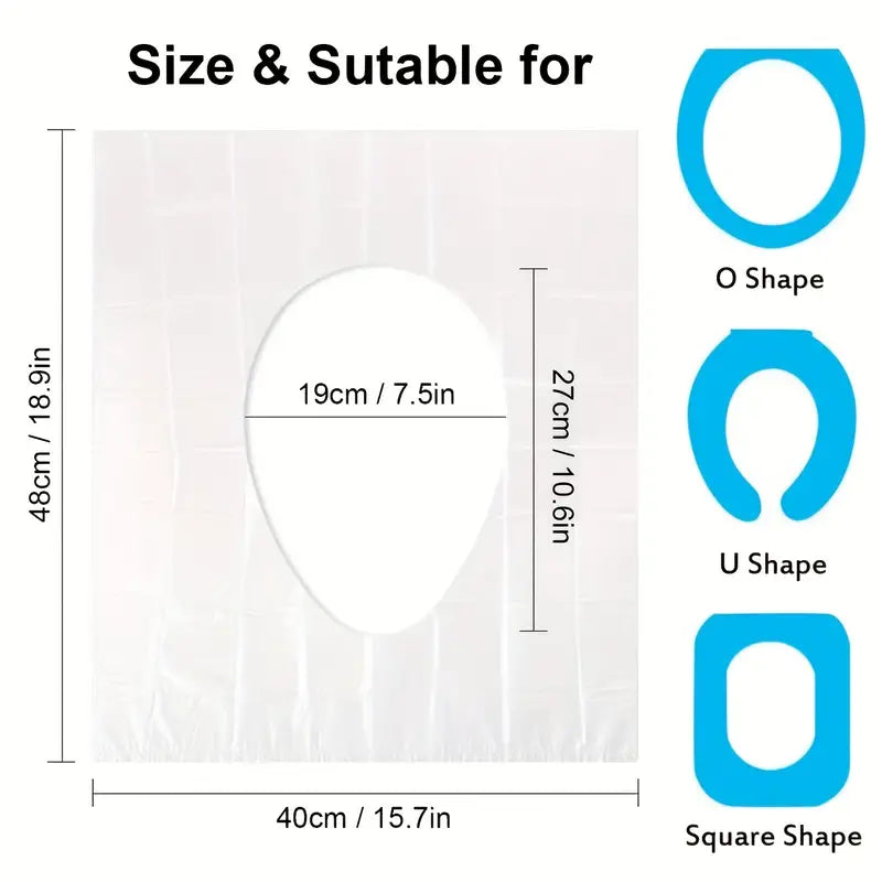 50pcs Disposable Toilet Seat Covers - Hygienic Plastic Cushion for Travel, Hotels & Medical Use