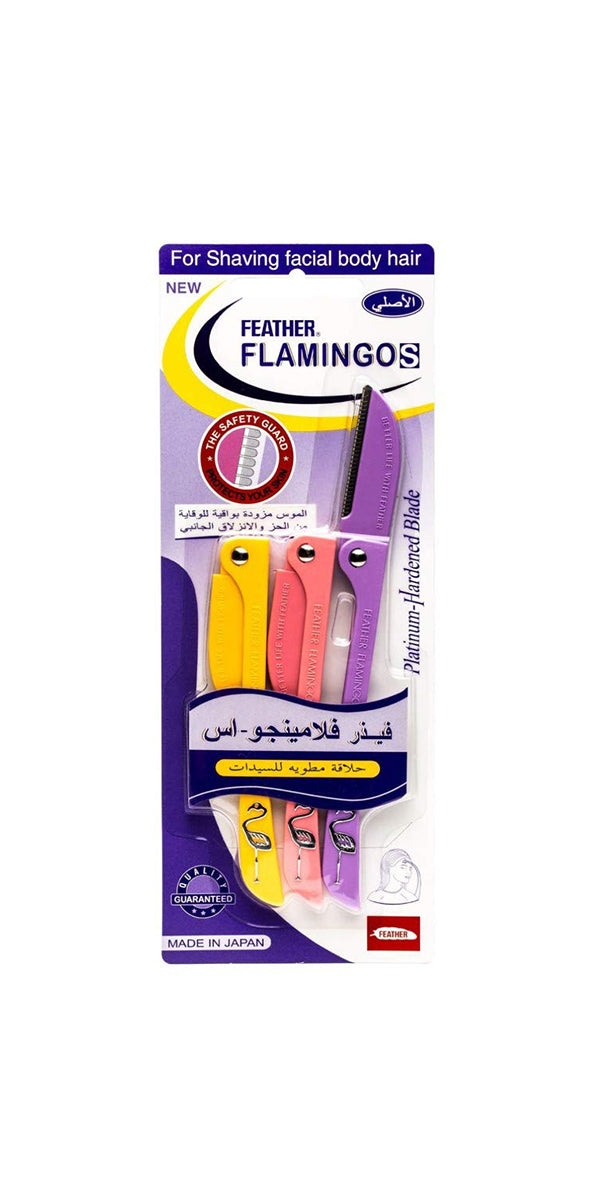 Feather Flamingos Lady's Razor, Pack of 3 Pcs, Ergonomic Design, Ultra-Sharp Blades